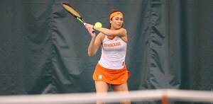 Sophomore Maria Tritou clinched the victory for the Orange, defeating Sydney Riley after all of the other matches had concluded.